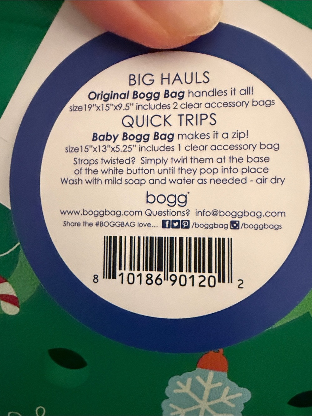 BOGG BAG Green Tote with Festive Ornament Print - Picture 3 of 3